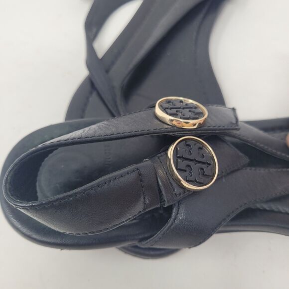 Tory Burch Minnie Travel Thong Sandals Black Leather Size 9, Designer Womens 98% - Picture 3 of 5